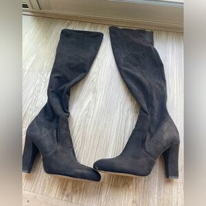 Ivanka Trump black suede thigh high boots